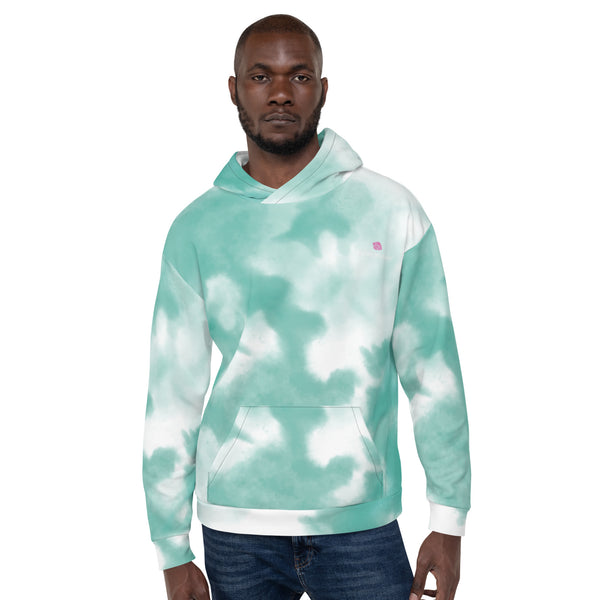 Blue White Tie Dye Hoodie, Unisex Hoodie