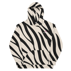 White Black Tiger Striped Hoodie, Unisex Hoodie