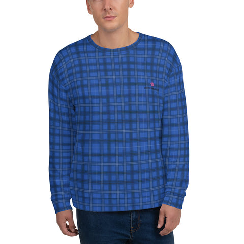 Blue Plaid Print Unisex Sweatshirt