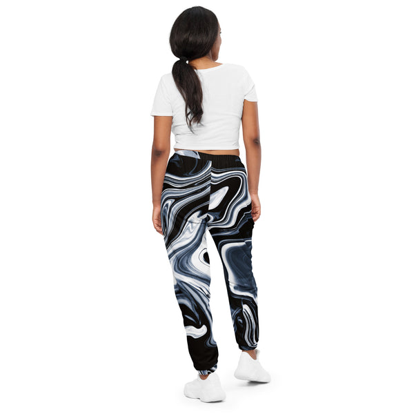 Blue Grey Marbled Track Pants, Unisex track pants