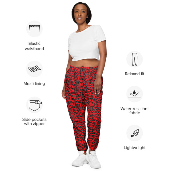 Red Floral Unisex track pants