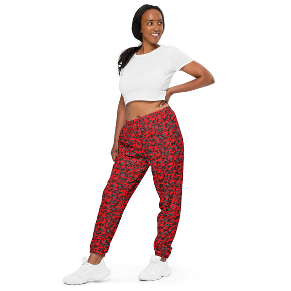 Red Floral Unisex track pants