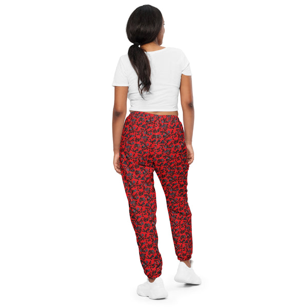 Red Floral Unisex track pants