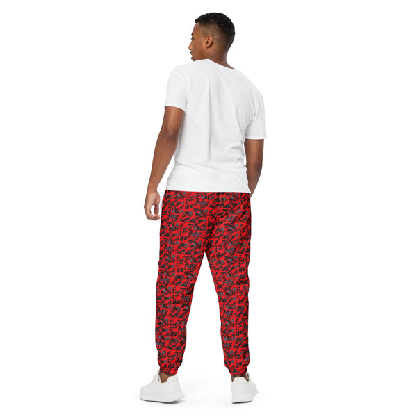 Red Floral Unisex track pants