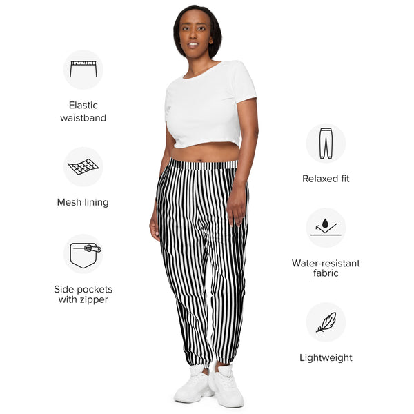 White Striped Unisex track pants