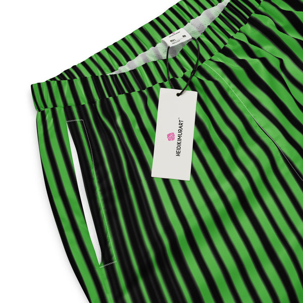 Green Black Striped Track Pants, Best Unisex Running Athletic Jogger Track Trouser Sweatpants Pants For Men and Women