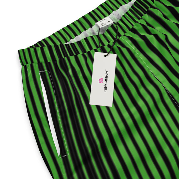 Green Black Striped Track Pants, Vertically Striped Best Unisex Running Athletic Jogger Track Trouser Sweatpants Pants For Men and Women