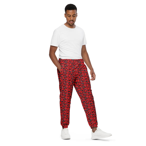 Red Floral Unisex track pants