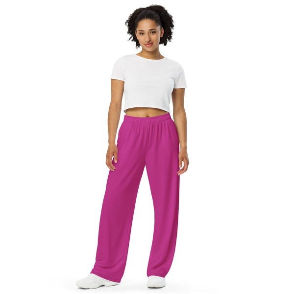 Pink Women's or Men's Pants, Unisex wide-leg pants