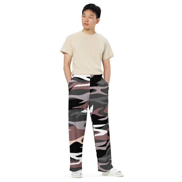 Camo Print Unisex Pants, Best unisex wide-leg pants