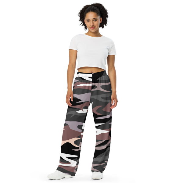 Camo Print Unisex Pants, Best unisex wide-leg pants