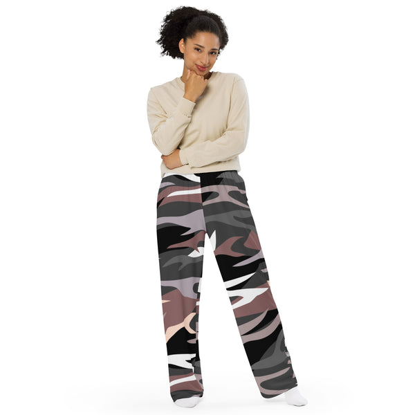 Camo Print Unisex Pants, Best unisex wide-leg pants