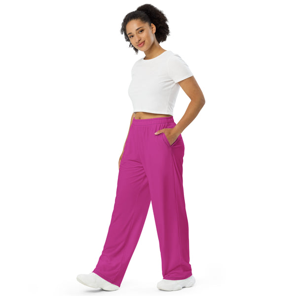 Pink Women's or Men's Pants, Unisex wide-leg pants