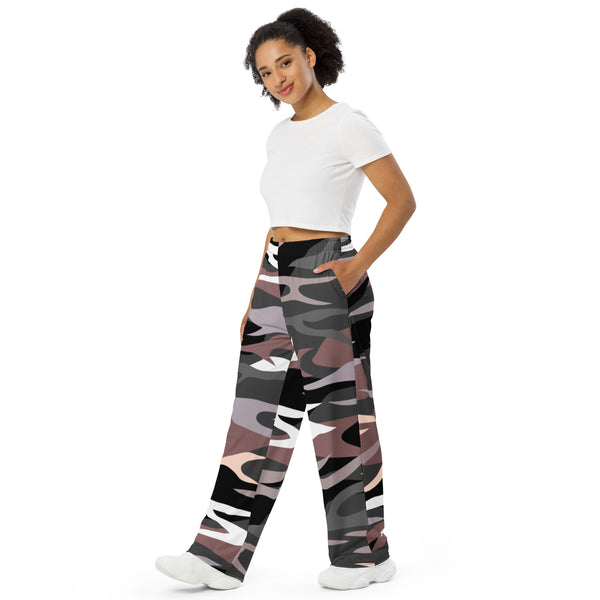 Camo Print Unisex Pants, Best unisex wide-leg pants