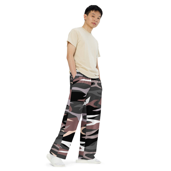 Camo Print Unisex Pants, Best unisex wide-leg pants