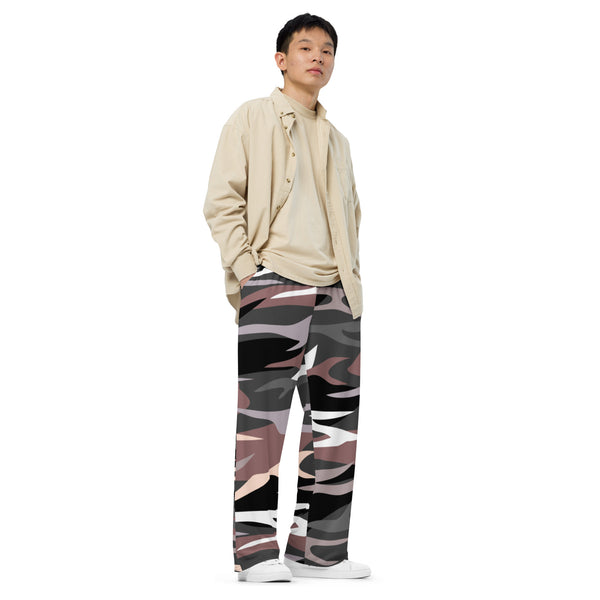 Camo Print Unisex Pants, Best unisex wide-leg pants