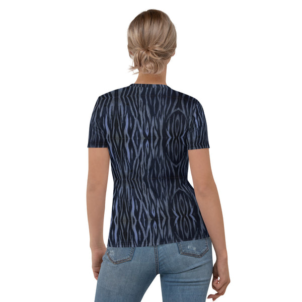 Blue Tiger Striped Women's T-shirt