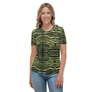 Yellow Tiger Striped Women's T-shirt