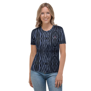 Blue Tiger Striped Women's T-shirt