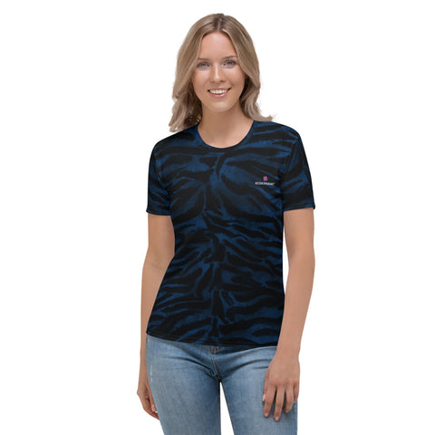 Blue Tiger Striped Women's T-shirt