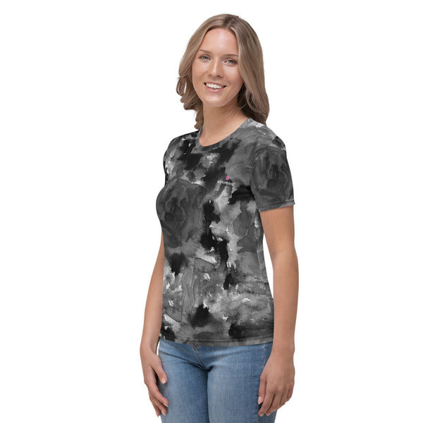 Black Abstract Floral Women's T-shirt