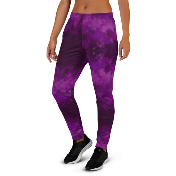 Purple Abstract Women's Joggers, Best Purple Abstract Print Premium Printed Slit Fit Soft Women's Joggers Sweatpants -Made in EU/MX (US Size: XS-3XL) Plus Size Available, Premium Women's Joggers, Soft Joggers Pants Womens, Best Jogger Pants, Ladies Jogger Sweatpants