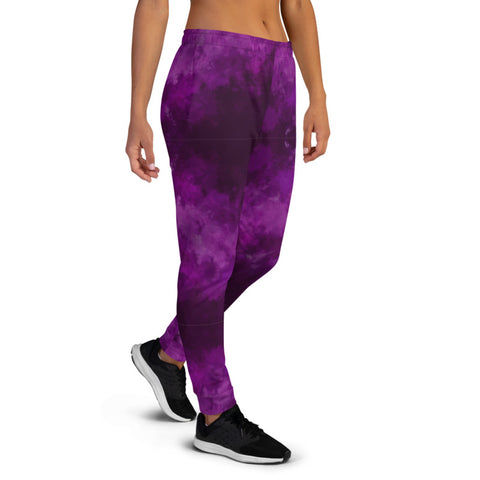 Purple Abstract Women's Joggers, Best Purple Abstract Print Premium Printed Slit Fit Soft Women's Joggers Sweatpants -Made in EU/MX (US Size: XS-3XL) Plus Size Available, Premium Women's Joggers, Soft Joggers Pants Womens, Best Jogger Pants, Ladies Jogger Sweatpants