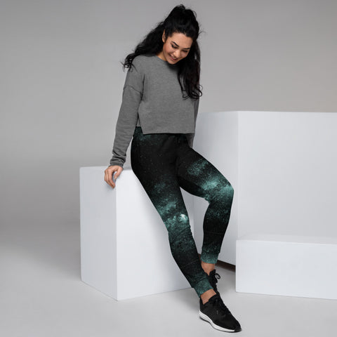 Blue Galaxy Women's Joggers, Best Space Galaxies Starry Night Premium Printed Slit Fit Soft Women's Joggers Sweatpants -Made in EU (US Size: XS-3XL) Plus Size Available, Galaxy Women's Joggers, Soft Joggers Pants Womens, Women's Long Joggers, Women's Soft Joggers, Lightweight Jogger Pants Women's, Women's Athletic Joggers, Women's Jogger Pants