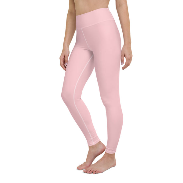 Light Pink Women's Yoga Pants, Light Ballet Pink Pastel Soft Solid Color Print Premium Women's Active Wear Fitted Leggings Sports Long Yoga & Barre Pants, Sportswear, Gym Clothes, Workout Pants - Made in USA/ EU/ MX (US Size: XS-XL)