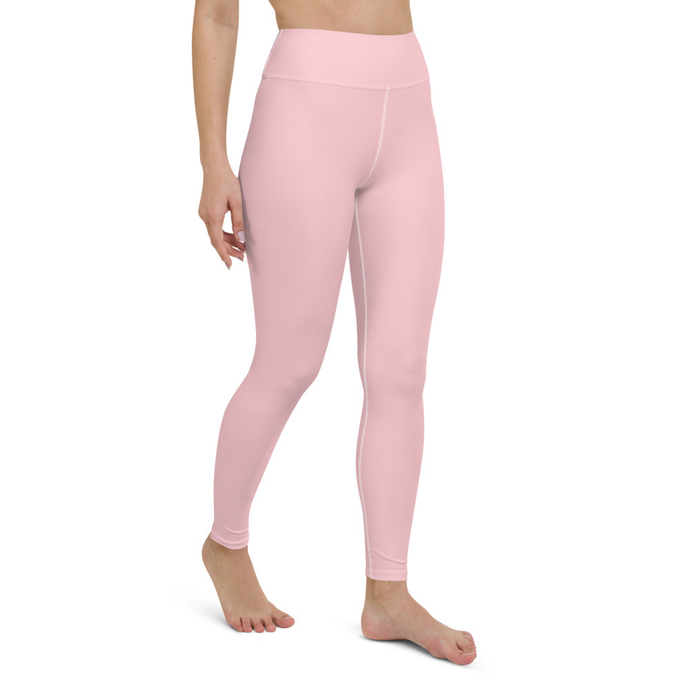 Light Pink Women's Yoga Pants, Ballet Pink Pastel Soft Solid Color