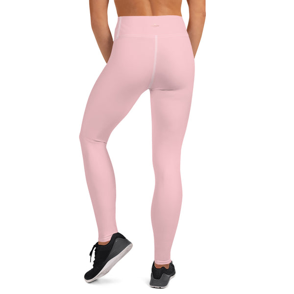 Light Pink Women's Yoga Pants, Light Ballet Pink Pastel Soft Solid Color Print Premium Women's Active Wear Fitted Leggings Sports Long Yoga & Barre Pants, Sportswear, Gym Clothes, Workout Pants - Made in USA/ EU/ MX (US Size: XS-XL)