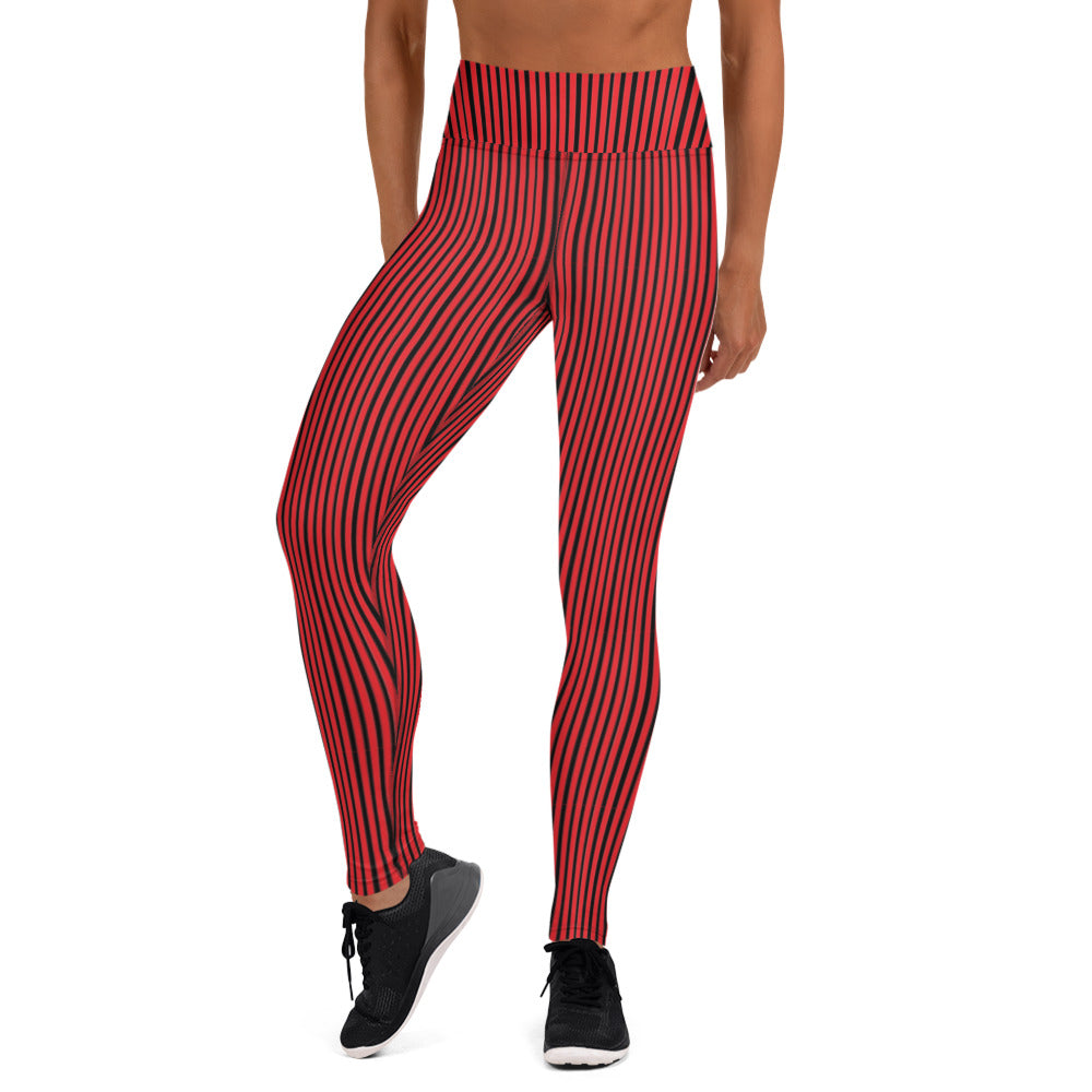 Red-orange Striped Capri Leggings Red Leggings Red Striped Leggings Yoga  Leggings Custom Designed Tights -  Canada