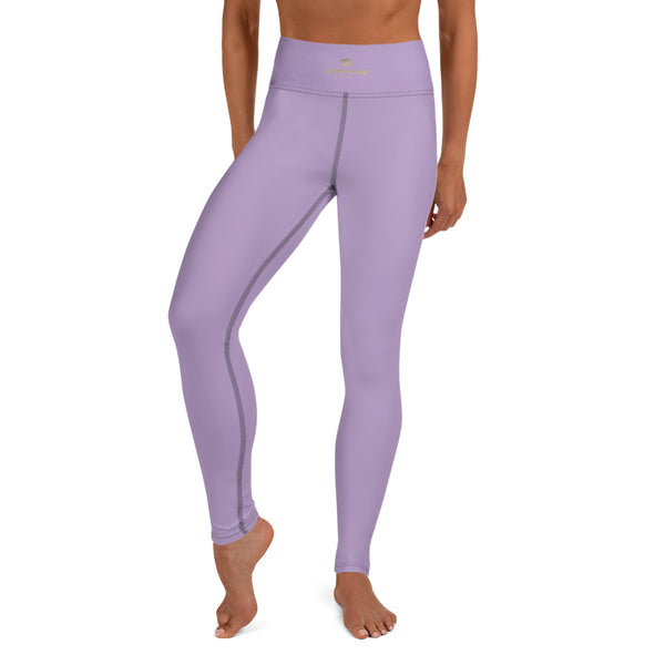 Solid Purple Color Yoga Leggings, Light Pale Purple Women's Long Tights-Made in USA/EU/MX-Leggings-Printful-XS-Heidi Kimura Art LLC
