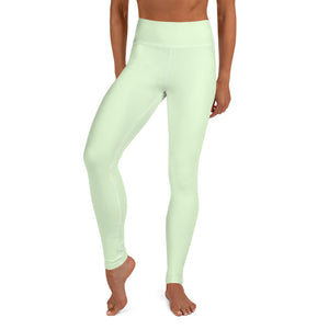 Light Green Yoga Leggings, Best Pastel Green Women's Long Gym Tights-Made  in USA/EU/MX