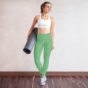 Jade Green Women's Yoga Leggings, Best Mint Green Solid Color Active Wear Fitted Leggings Sports Long Yoga & Barre Pants - Made in USA/EU/MX (US Size: XS-6XL)