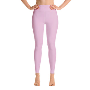 Soft Pink Women's Yoga Leggings, Best Pale Pink Solid Color Active Wear Fitted Leggings Sports Long Yoga & Barre Pants - Made in USA/EU/MX (US Size: XS-6XL)