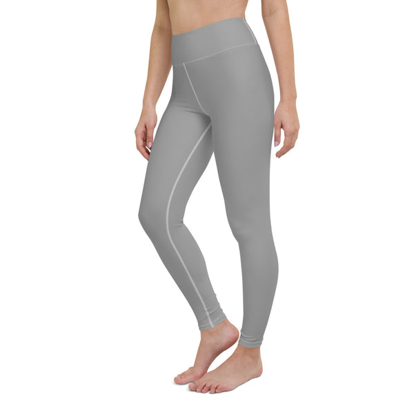 Light Grey Solid Yoga Leggings-Heidikimurart Limited -Heidi Kimura Art LLC
