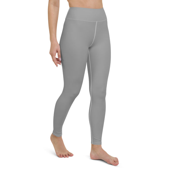 Light Grey Solid Yoga Leggings-Heidikimurart Limited -Heidi Kimura Art LLC