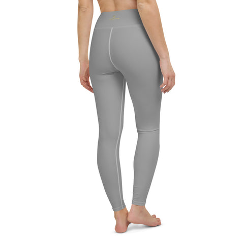 Light Grey Solid Yoga Leggings, Pastel Gray Color Women's Long Tights-Made in USA/EU/MX