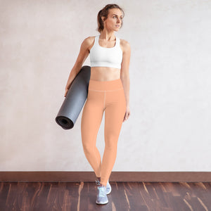Pink Nude Color Yoga Leggings, Solid Color Pastel Long Athletic