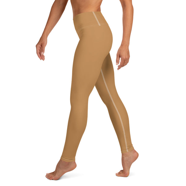 Nude Beige Women's Yoga Leggings-Heidikimurart Limited -Heidi Kimura Art LLC Nude Beige Women's Yoga Leggings, Solid Color Long Modern Women's Gym Workout Active Wear Fitted Leggings Sports Long Yoga & Barre Pants - Made in USA/EU/MX (US Size: XS-6XL)