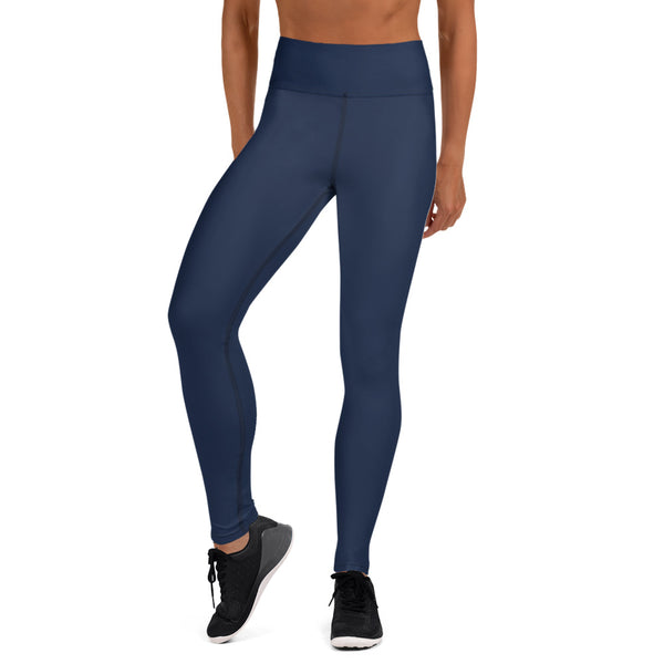 Dark Blue Color Long Tights, Solid Color Navy Blue Women's Yoga Leggings, Light Grey Athletic Solid Color Active Wear Fitted Leggings Sports Long Yoga & Barre Pants - Made in USA/EU/MX (US Size: XS-6XL)