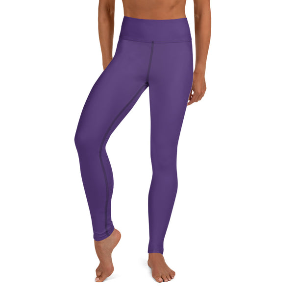 Dark Purple Solid Yoga Leggings-Heidikimurart Limited -XS-Heidi Kimura Art LLC