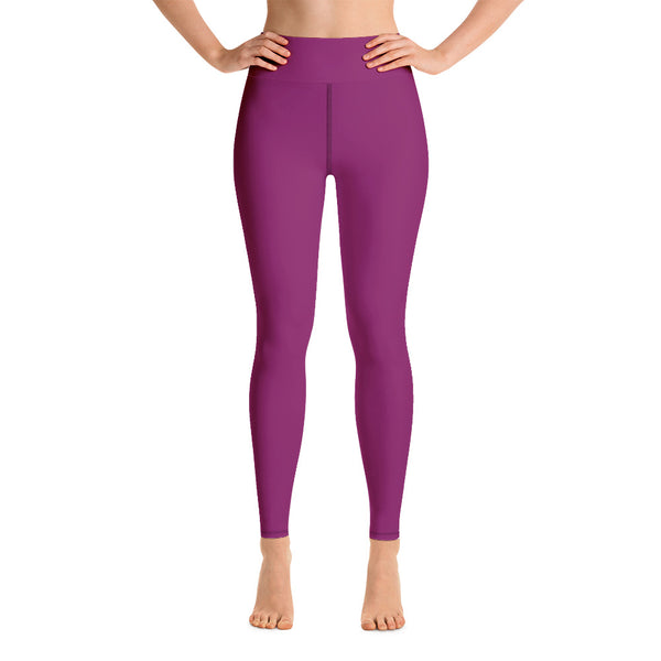 Hot Purple Women's Yoga Leggings, Best Royal Purple Yoga Leggings, Light Purple Athletic Solid Color Active Wear Fitted Leggings Sports Long Yoga & Barre Pants - Made in USA/EU/MX (US Size: XS-6XL)