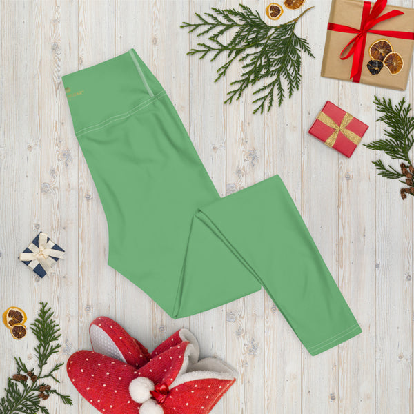 Pastel Green Women's Yoga Leggings-Heidikimurart Limited -Heidi Kimura Art LLC Pastel Green Women's Yoga Leggings, Solid Color Long Modern Women's Gym Workout Active Wear Fitted Leggings Sports Long Yoga & Barre Pants - Made in USA/EU/MX (US Size: XS-6XL)