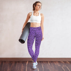 Purple Cheetah Print Yoga Leggings, Leopard Animal Print Women's Yoga Tights-Made  in USA/EU