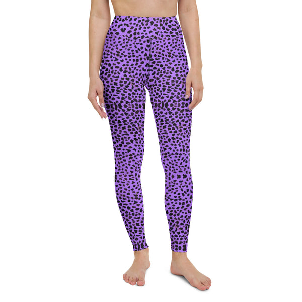 Purple Cheetah Print Yoga Leggings-Heidikimurart Limited -Heidi Kimura Art LLCPurple Cheetah Print Yoga Leggings, Leopard Animal Print Yoga Leggings, Active Wear Fitted Leggings Sports Long Yoga & Barre Pants - Made in USA/EU/MX (US Size: XS-6XL)