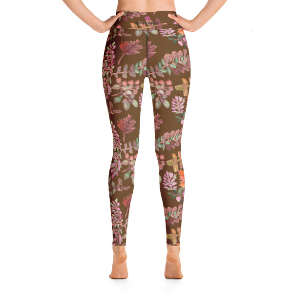 Fall Leaves Brown Yoga Leggings