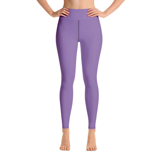 Purple Solid Color Yoga Leggings - Heidikimurart Limited  Purple Solid Color Yoga Leggings, Modern Essential Premium Quality Yoga Leggings, Best Athletic Active Wear Fitted Leggings Sports Long Yoga & Barre Pants - Made in USA/EU/MX (US Size: XS-6XL)