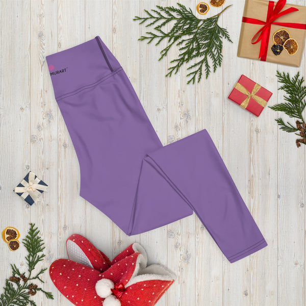 Purple Solid Color Yoga Leggings - Heidikimurart Limited  Purple Solid Color Yoga Leggings, Modern Essential Premium Quality Yoga Leggings, Best Athletic Active Wear Fitted Leggings Sports Long Yoga & Barre Pants - Made in USA/EU/MX (US Size: XS-6XL)